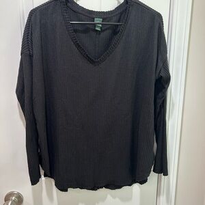 Wild Fable Charcoal Ribbed Knit Top